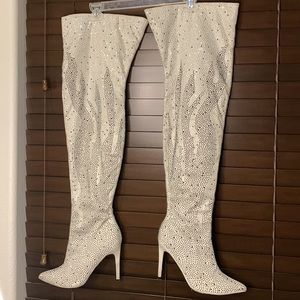 Rhinestone Bling Over the Knee Boots - Size 8.5